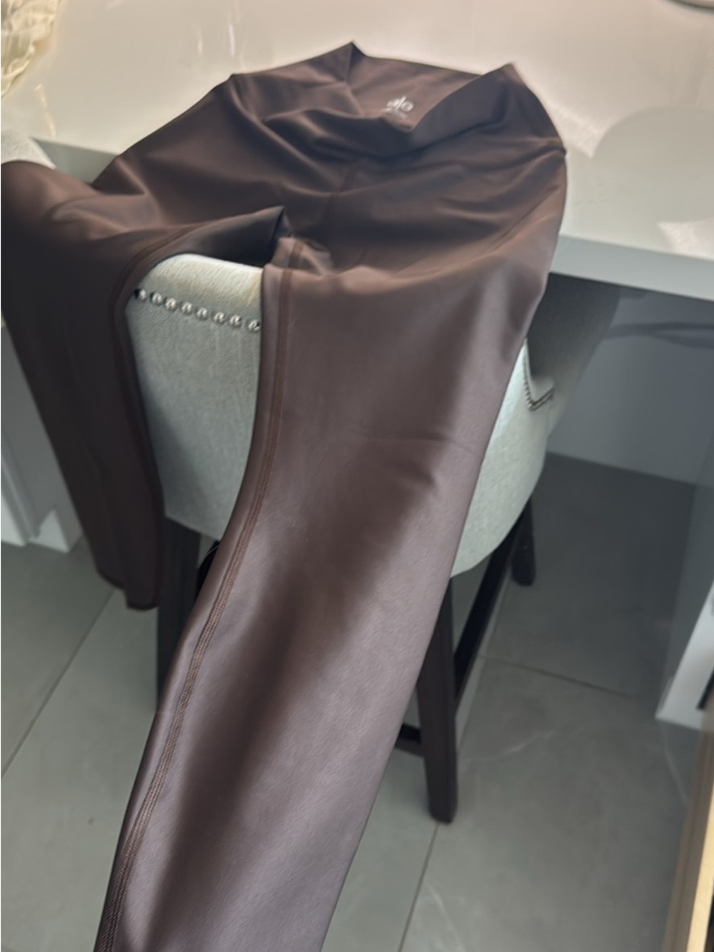 ALO Yoga Women's Brown Faux Leather Leggings - Chocolate